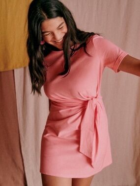 Sezane Pippa Short Dress Bubble Gum Pink Size Small